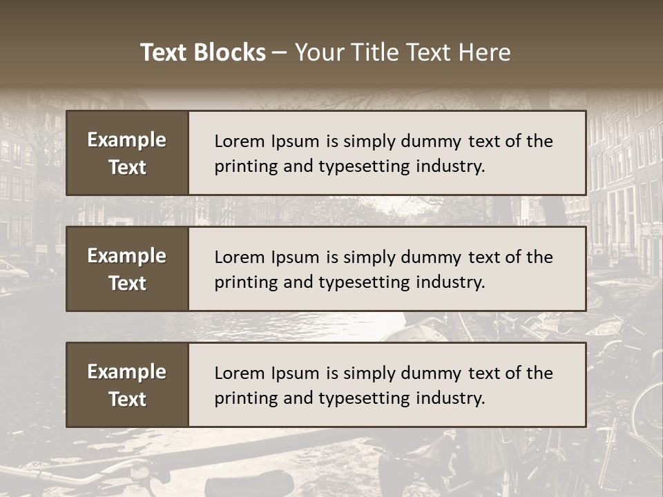 A Row Of Parked Bicycles Next To A River PowerPoint Template