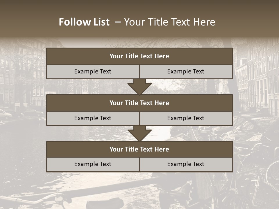 A Row Of Parked Bicycles Next To A River PowerPoint Template