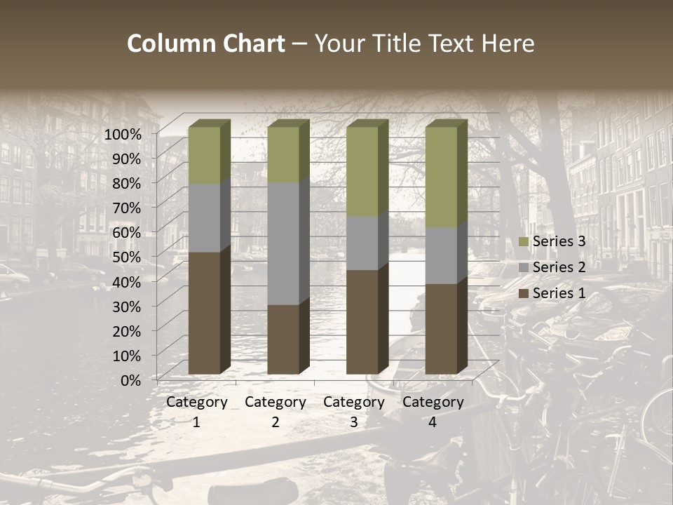 A Row Of Parked Bicycles Next To A River PowerPoint Template