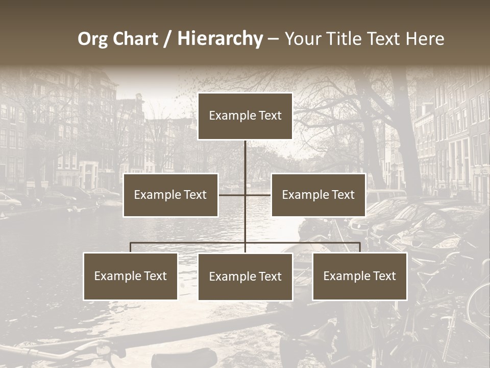 A Row Of Parked Bicycles Next To A River PowerPoint Template