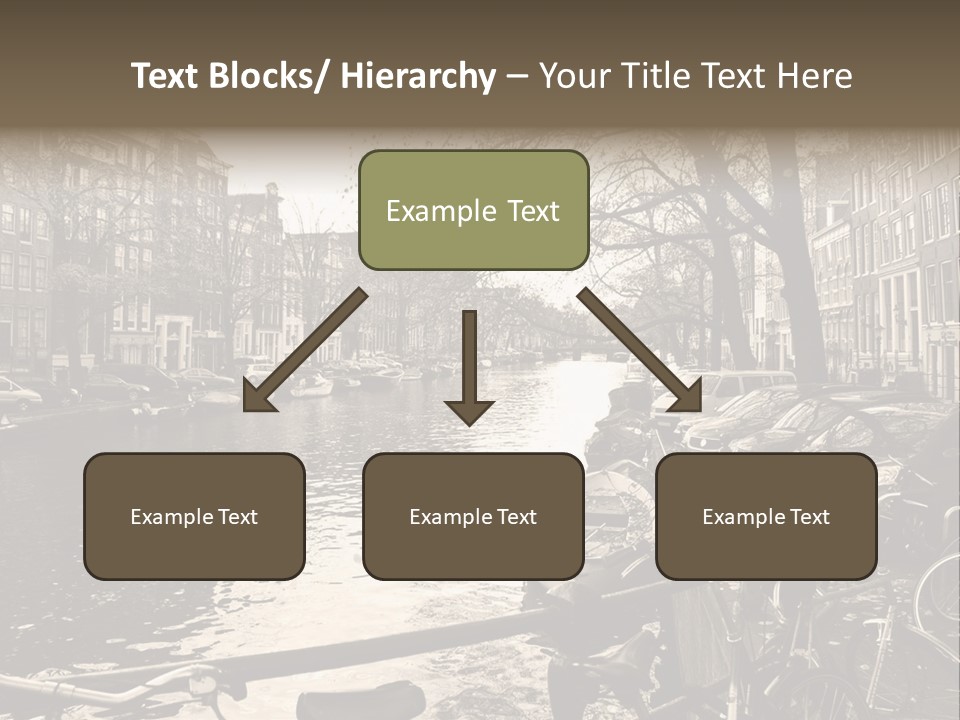 A Row Of Parked Bicycles Next To A River PowerPoint Template