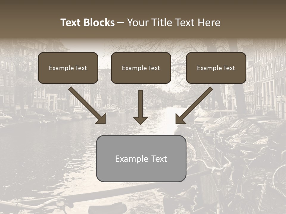 A Row Of Parked Bicycles Next To A River PowerPoint Template