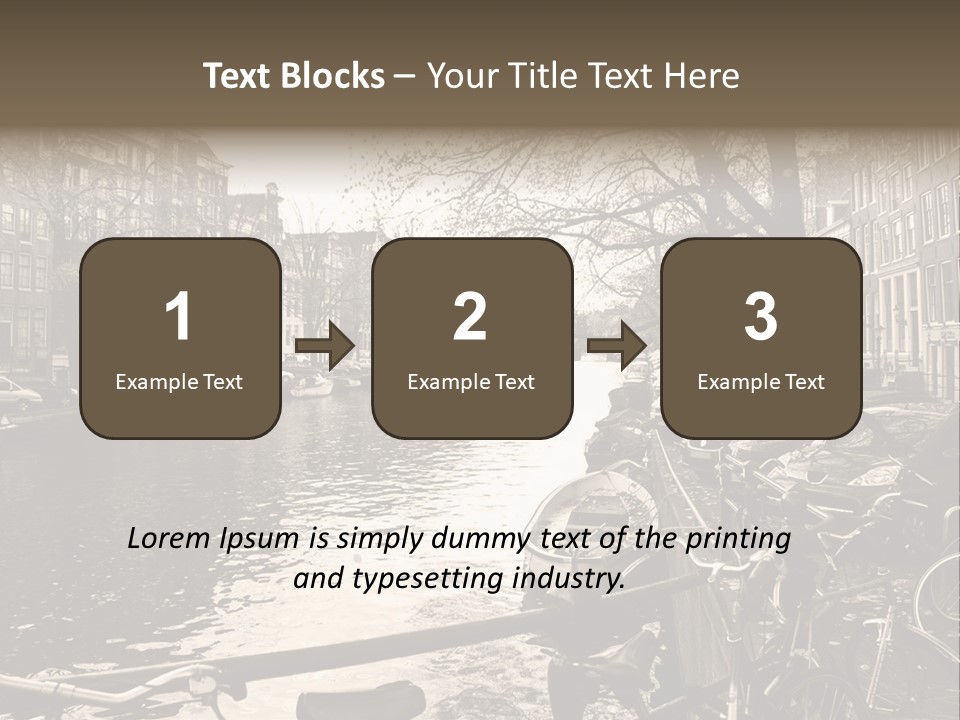 A Row Of Parked Bicycles Next To A River PowerPoint Template