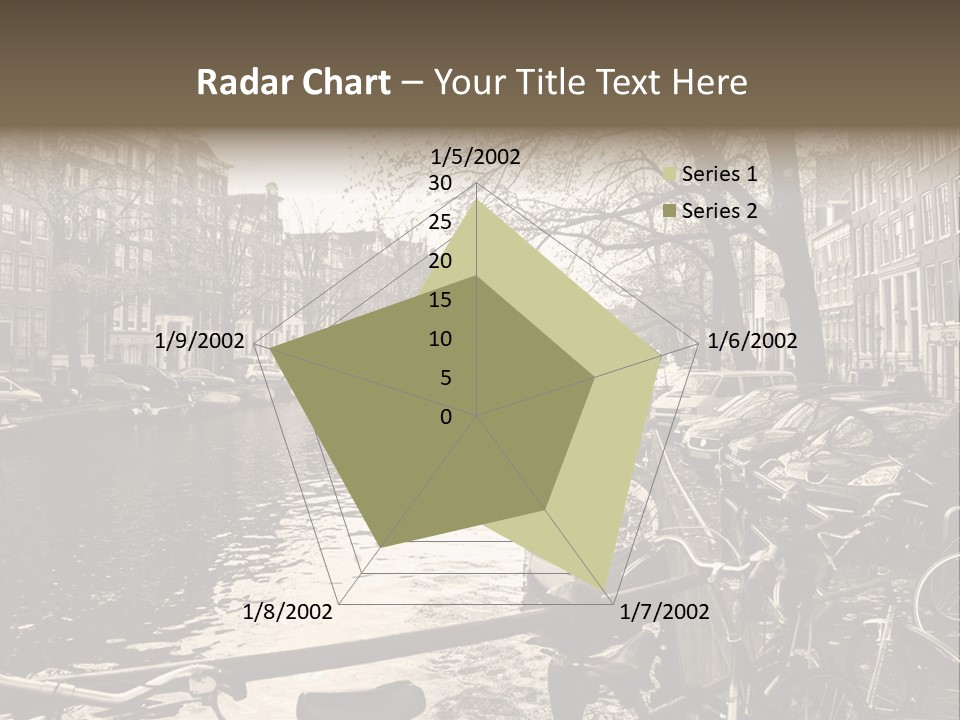 A Row Of Parked Bicycles Next To A River PowerPoint Template