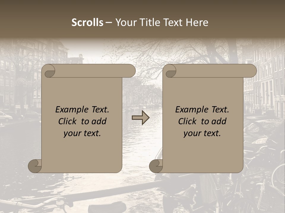 A Row Of Parked Bicycles Next To A River PowerPoint Template