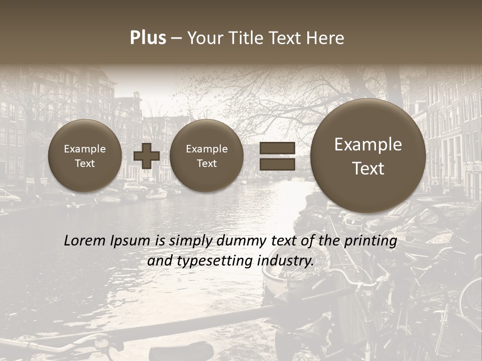 A Row Of Parked Bicycles Next To A River PowerPoint Template