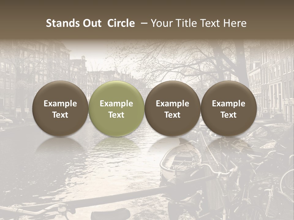 A Row Of Parked Bicycles Next To A River PowerPoint Template