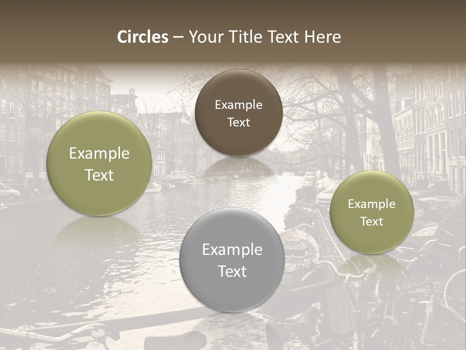 A Row Of Parked Bicycles Next To A River PowerPoint Template