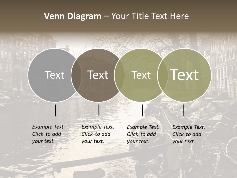 A Row Of Parked Bicycles Next To A River PowerPoint Template