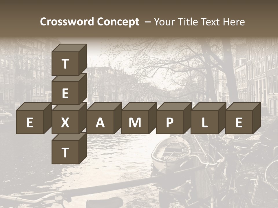 A Row Of Parked Bicycles Next To A River PowerPoint Template