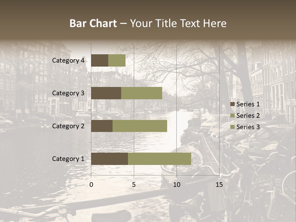 A Row Of Parked Bicycles Next To A River PowerPoint Template