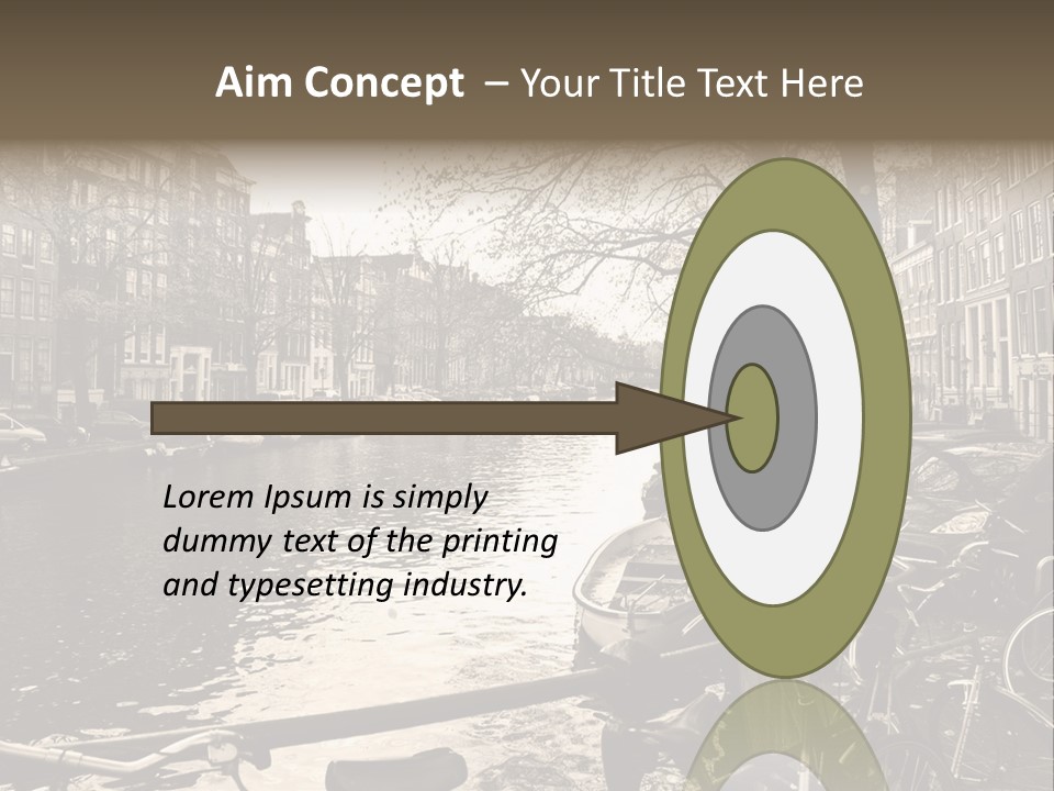 A Row Of Parked Bicycles Next To A River PowerPoint Template