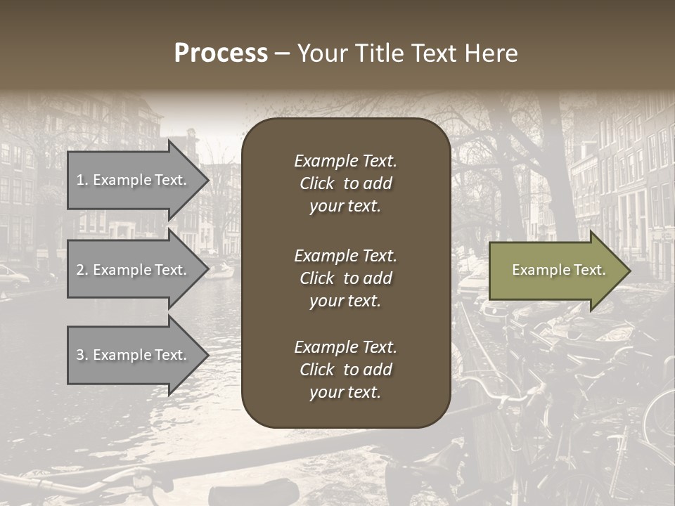 A Row Of Parked Bicycles Next To A River PowerPoint Template