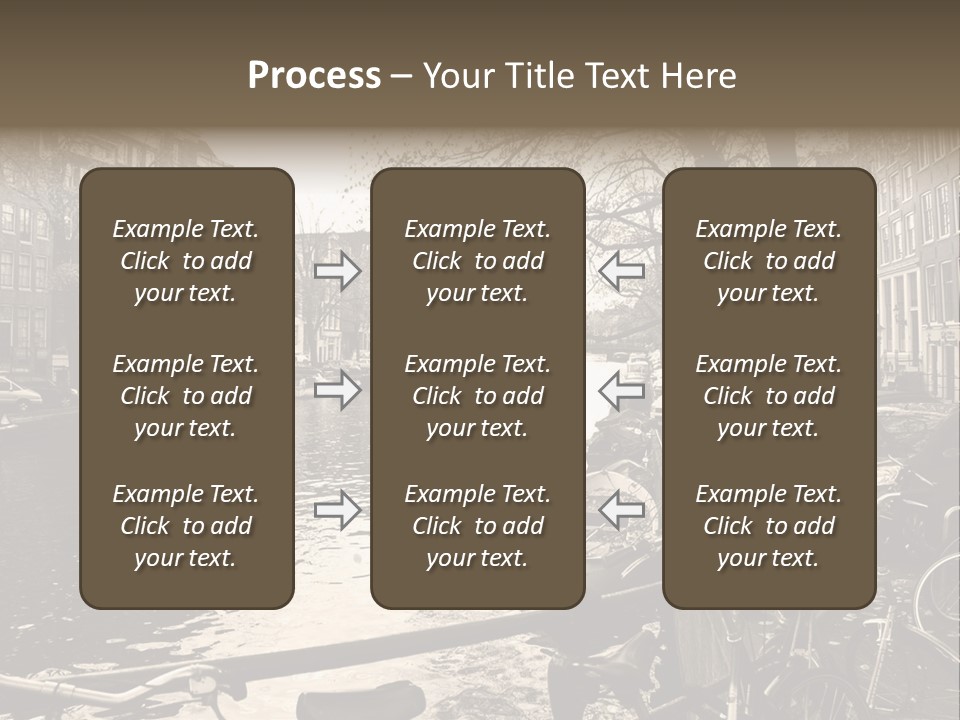 A Row Of Parked Bicycles Next To A River PowerPoint Template