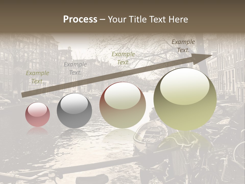 A Row Of Parked Bicycles Next To A River PowerPoint Template