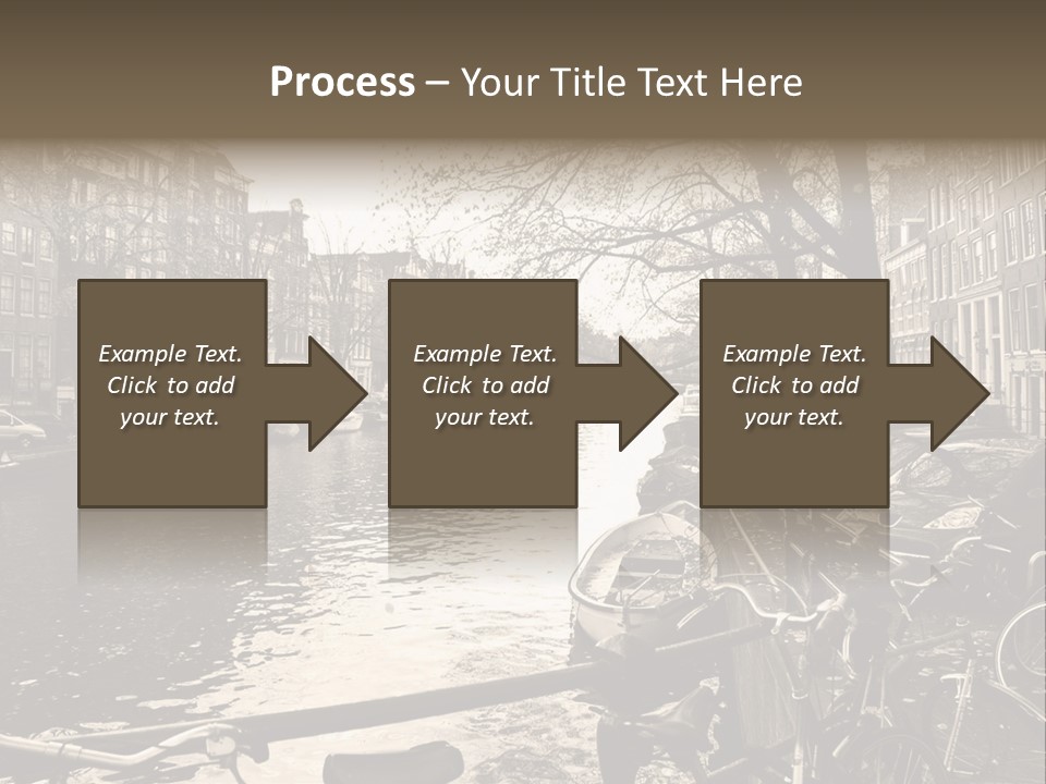 A Row Of Parked Bicycles Next To A River PowerPoint Template
