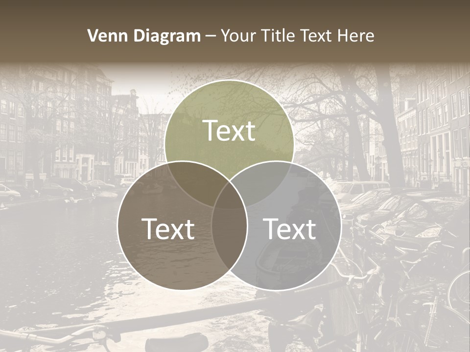 A Row Of Parked Bicycles Next To A River PowerPoint Template