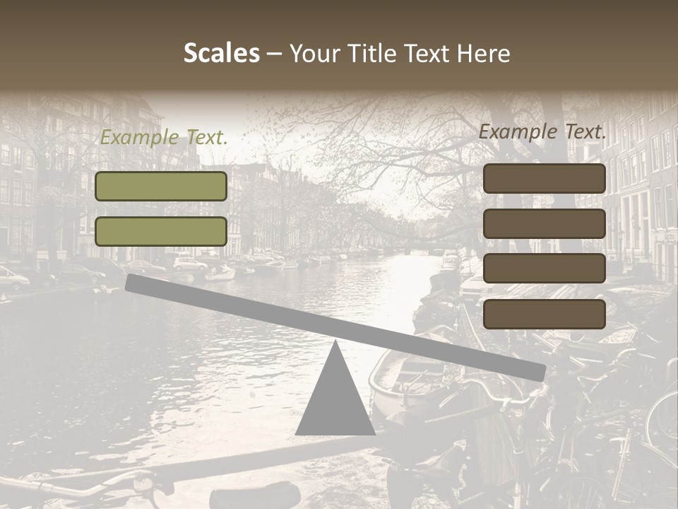 A Row Of Parked Bicycles Next To A River PowerPoint Template