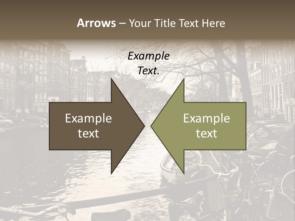 A Row Of Parked Bicycles Next To A River PowerPoint Template