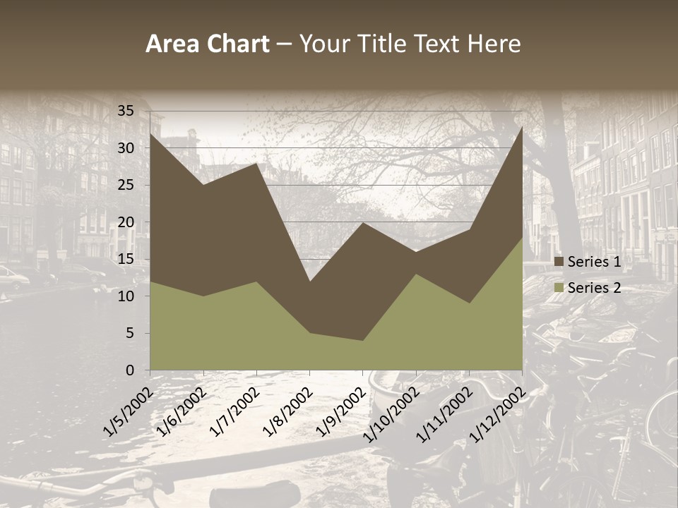 A Row Of Parked Bicycles Next To A River PowerPoint Template