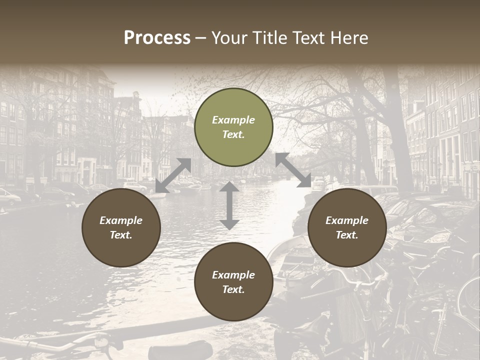 A Row Of Parked Bicycles Next To A River PowerPoint Template