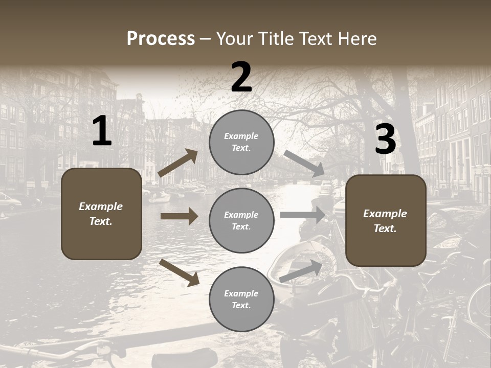 A Row Of Parked Bicycles Next To A River PowerPoint Template