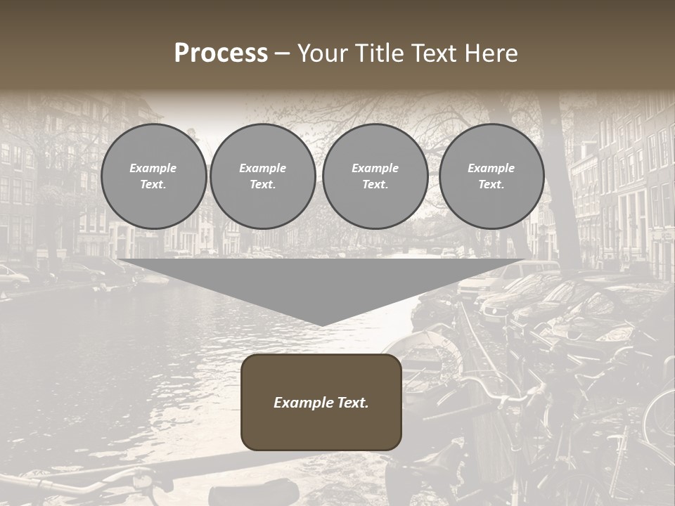 A Row Of Parked Bicycles Next To A River PowerPoint Template