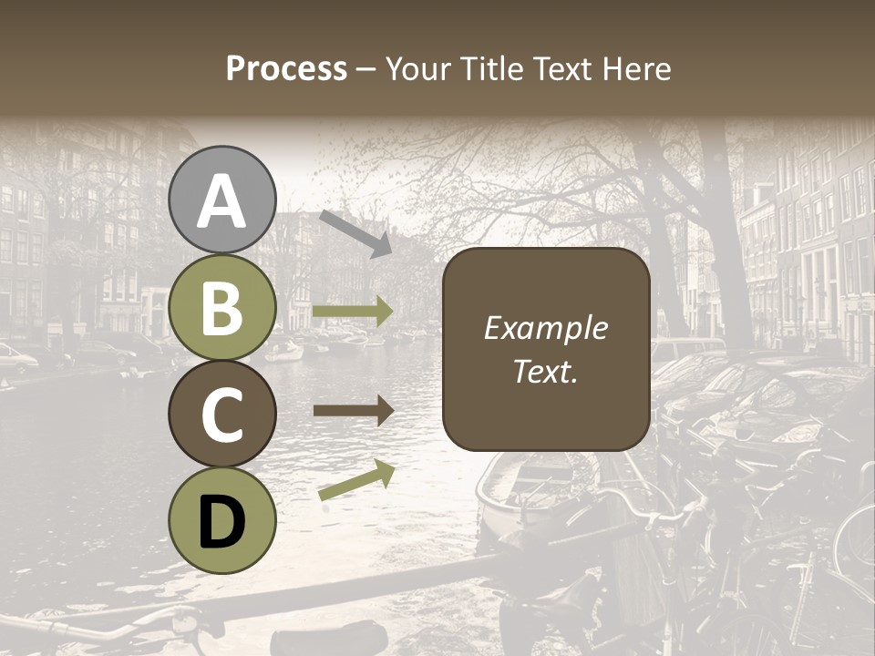 A Row Of Parked Bicycles Next To A River PowerPoint Template