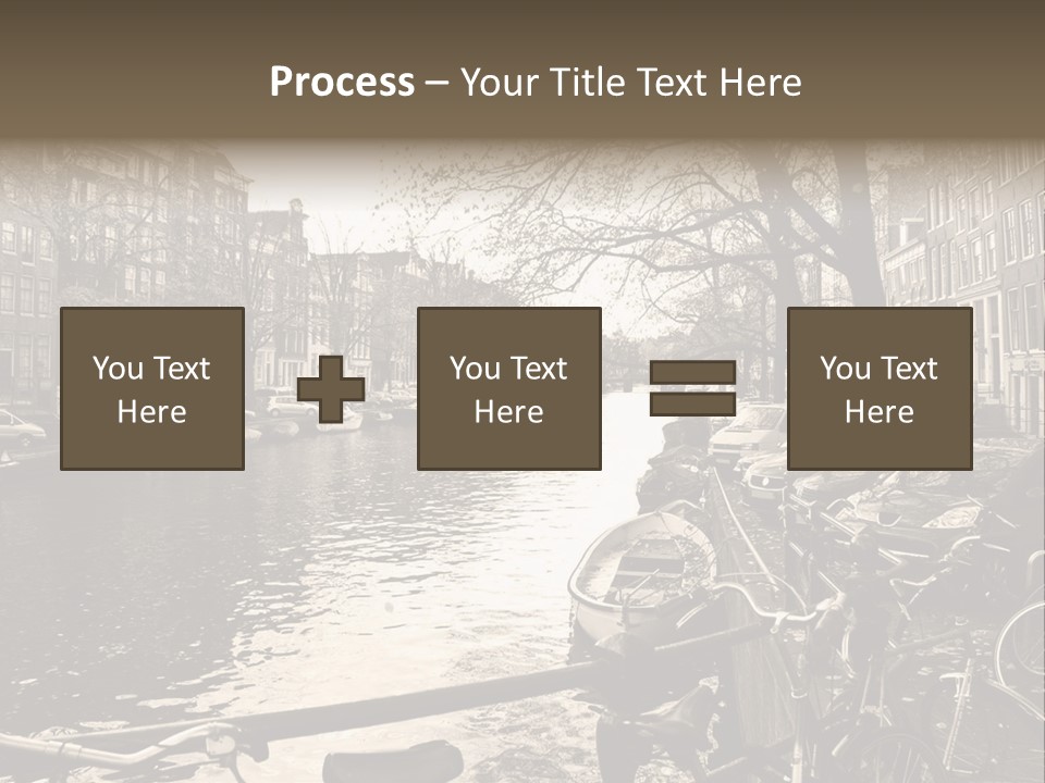 A Row Of Parked Bicycles Next To A River PowerPoint Template