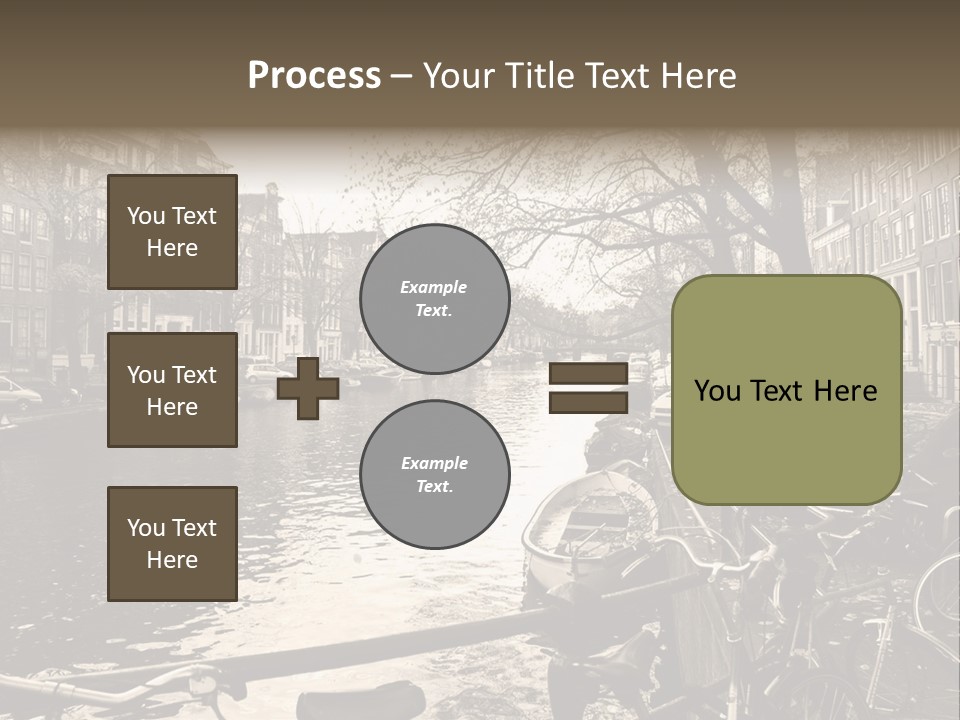 A Row Of Parked Bicycles Next To A River PowerPoint Template