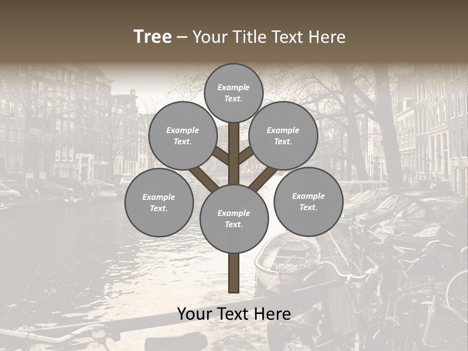 A Row Of Parked Bicycles Next To A River PowerPoint Template