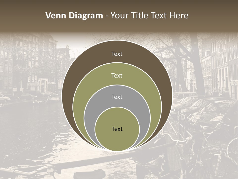 A Row Of Parked Bicycles Next To A River PowerPoint Template