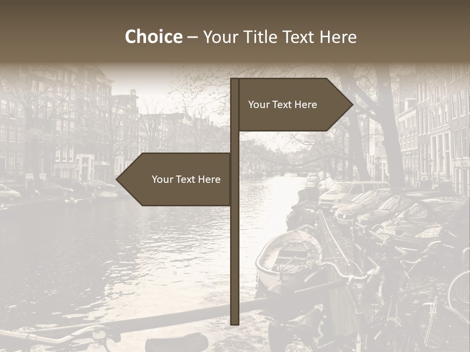 A Row Of Parked Bicycles Next To A River PowerPoint Template