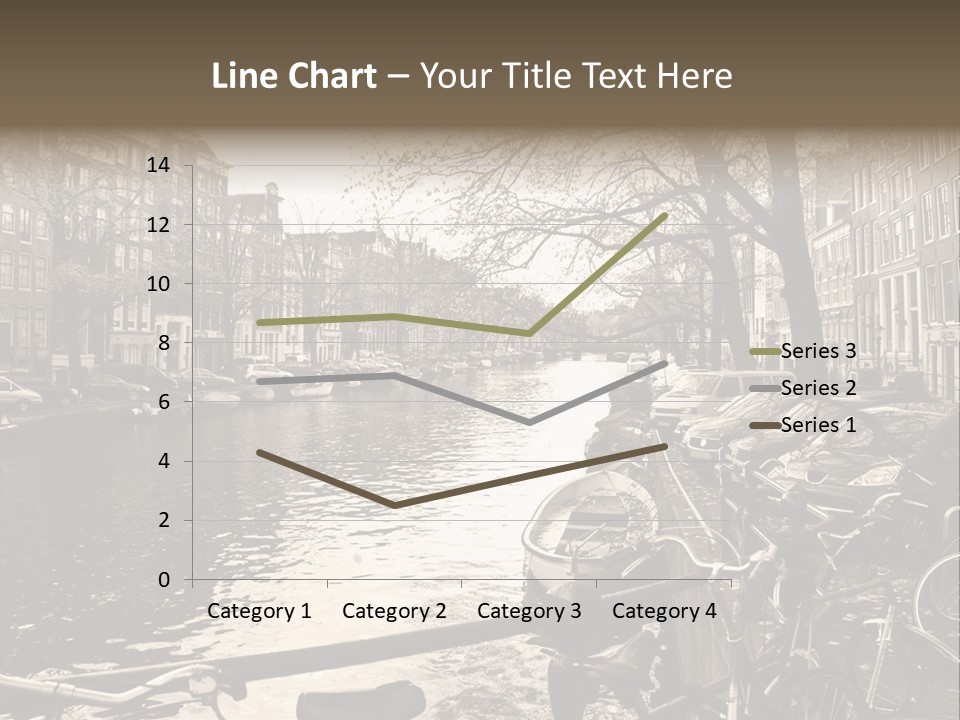 A Row Of Parked Bicycles Next To A River PowerPoint Template