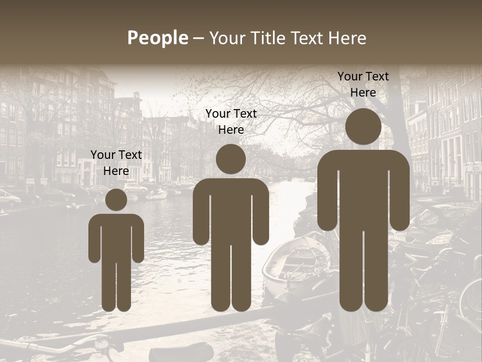 A Row Of Parked Bicycles Next To A River PowerPoint Template