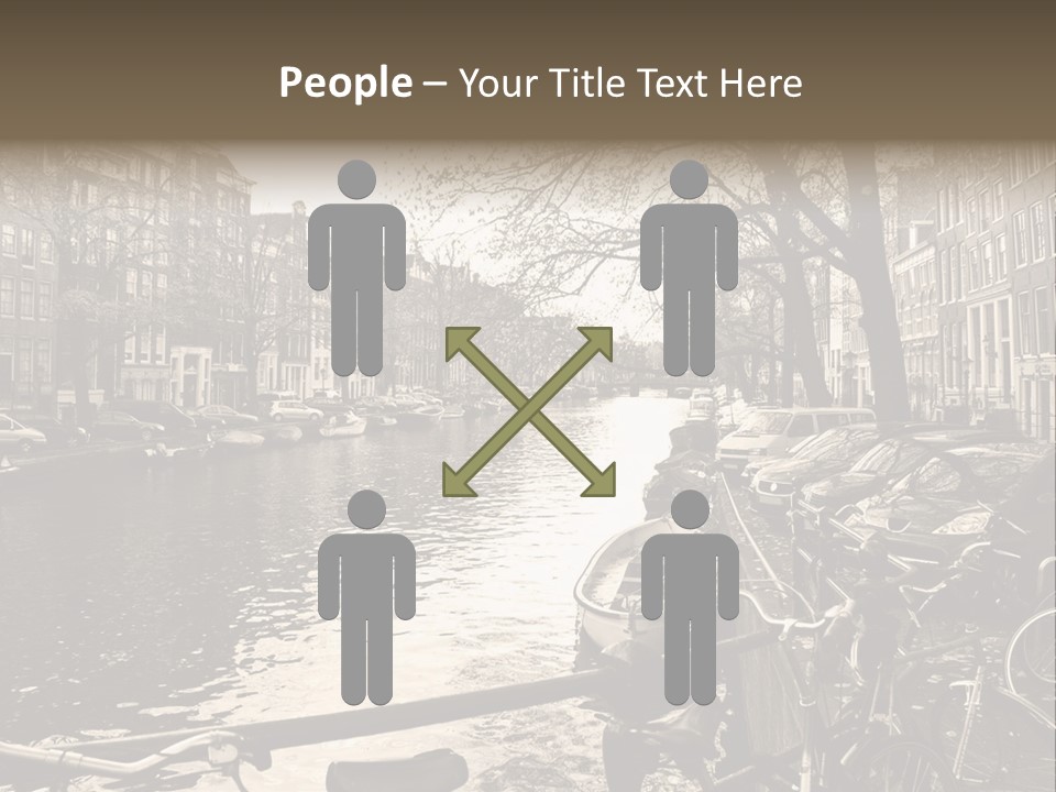 A Row Of Parked Bicycles Next To A River PowerPoint Template