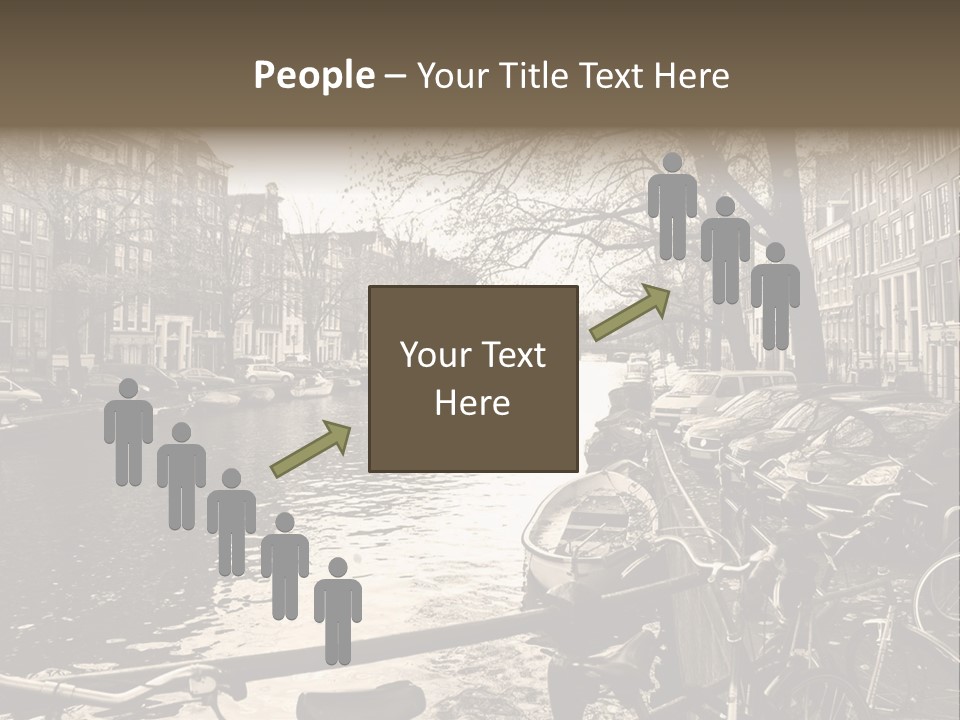 A Row Of Parked Bicycles Next To A River PowerPoint Template