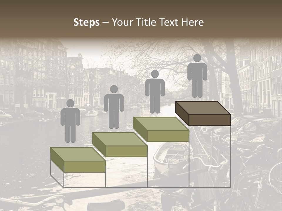 A Row Of Parked Bicycles Next To A River PowerPoint Template