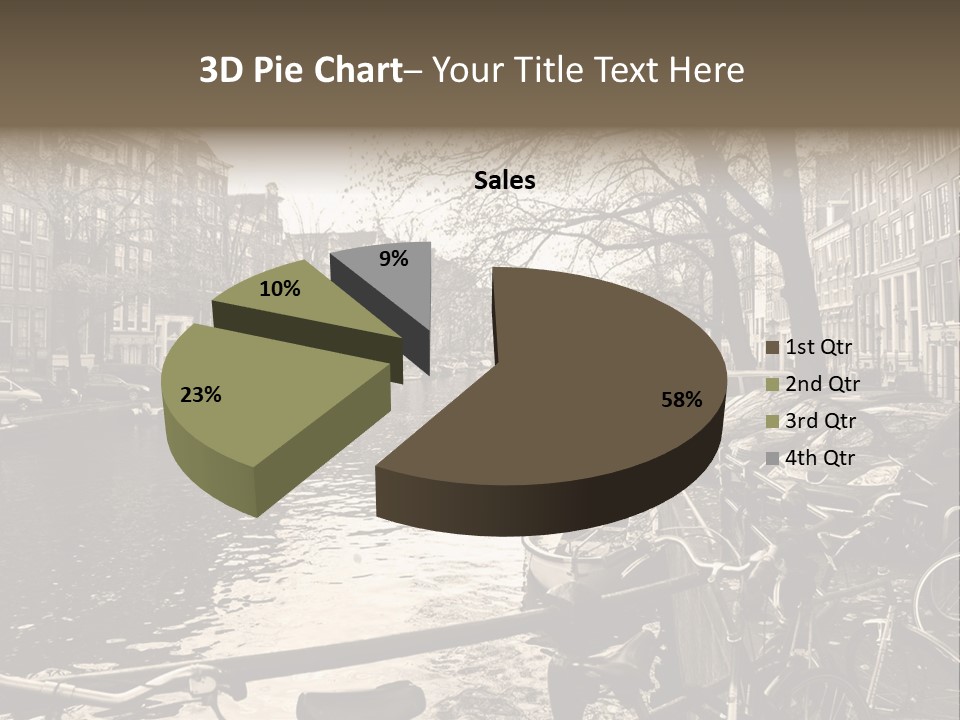 A Row Of Parked Bicycles Next To A River PowerPoint Template