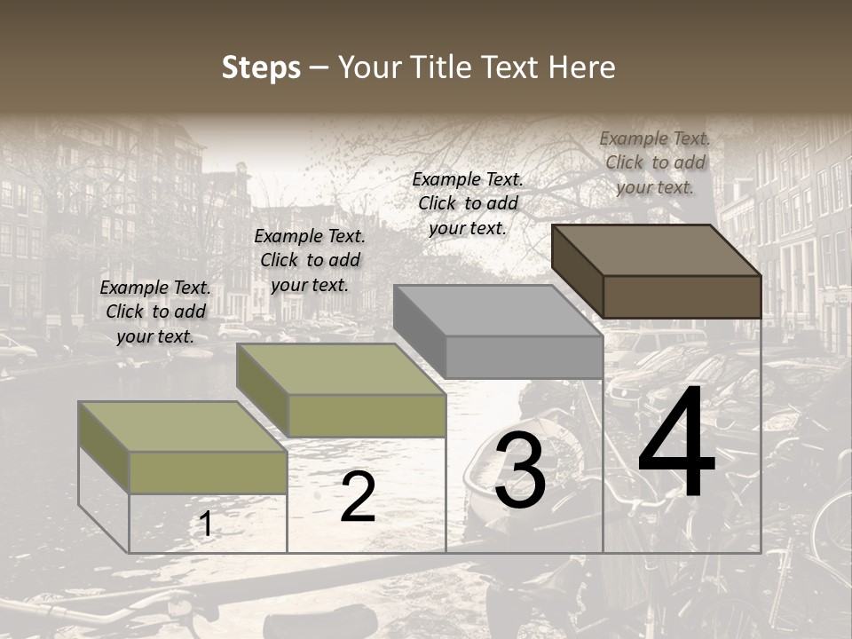 A Row Of Parked Bicycles Next To A River PowerPoint Template
