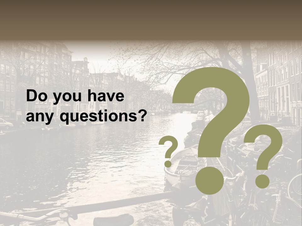 A Row Of Parked Bicycles Next To A River PowerPoint Template