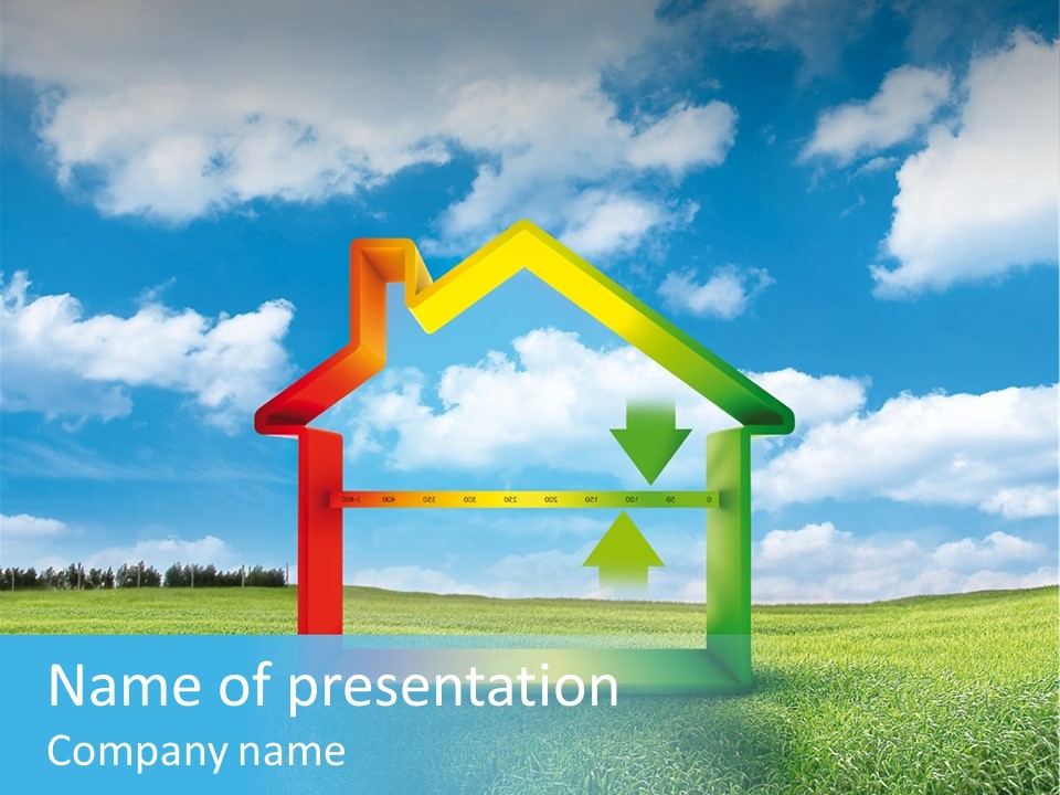 A House With Arrows Going Up In The Air PowerPoint Template
