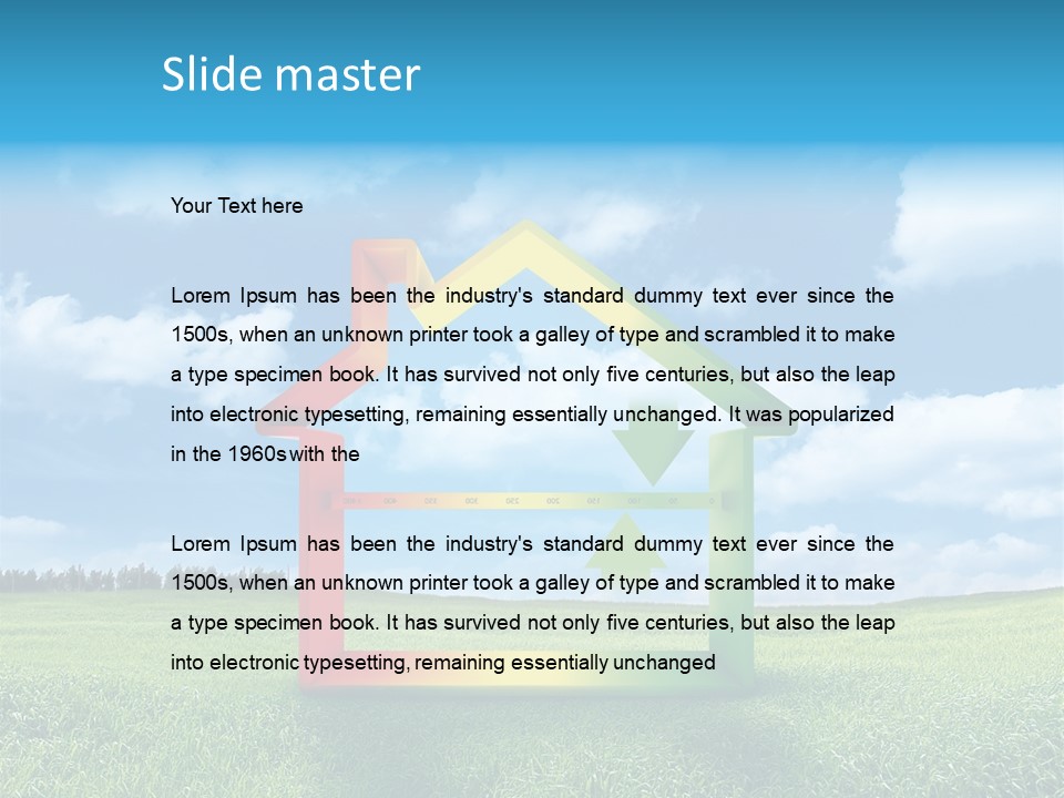 A House With Arrows Going Up In The Air PowerPoint Template