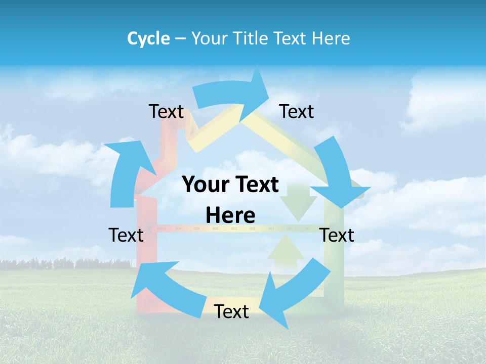 A House With Arrows Going Up In The Air PowerPoint Template