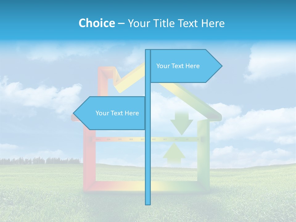 A House With Arrows Going Up In The Air PowerPoint Template