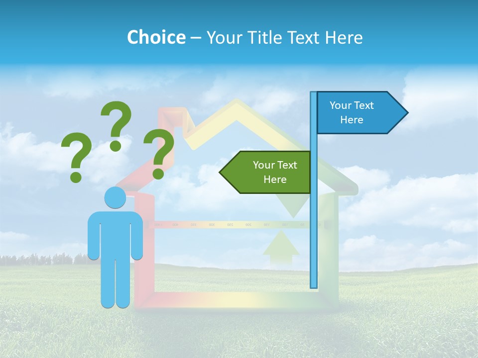 A House With Arrows Going Up In The Air PowerPoint Template