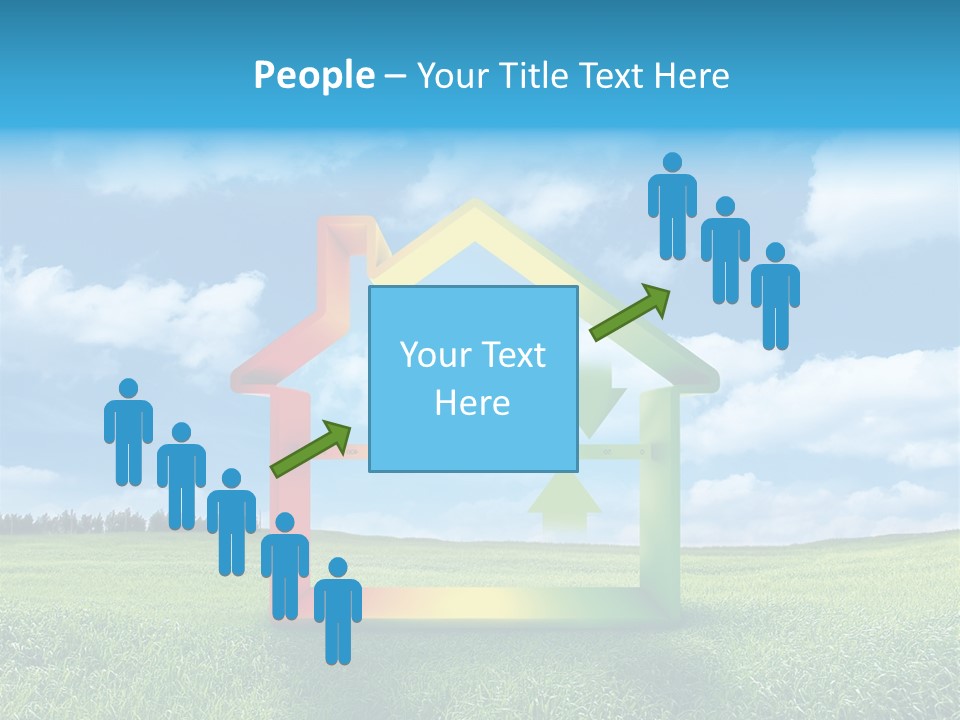 A House With Arrows Going Up In The Air PowerPoint Template