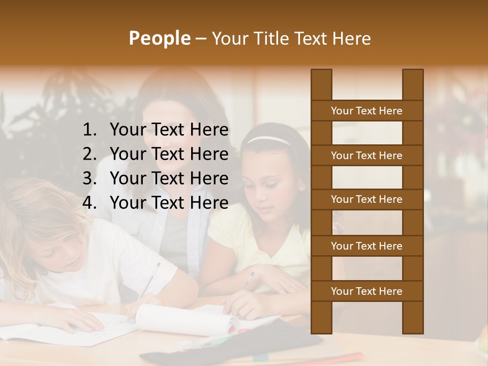 Mature Girl Pencil PowerPoint Template