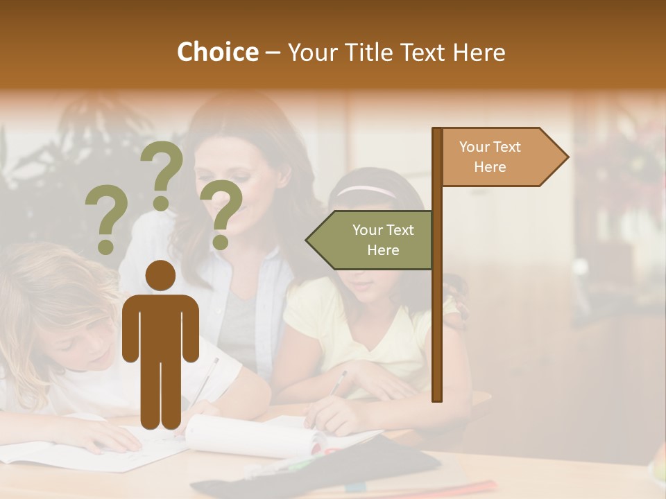 Mature Girl Pencil PowerPoint Template