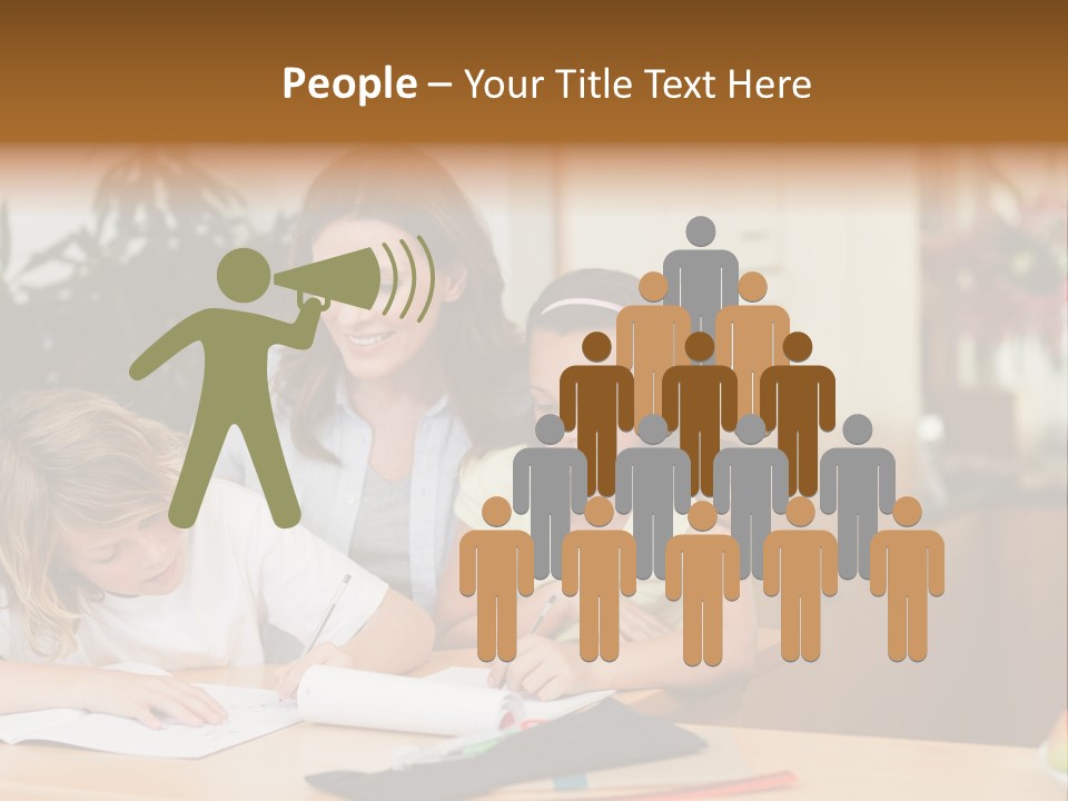 Mature Girl Pencil PowerPoint Template